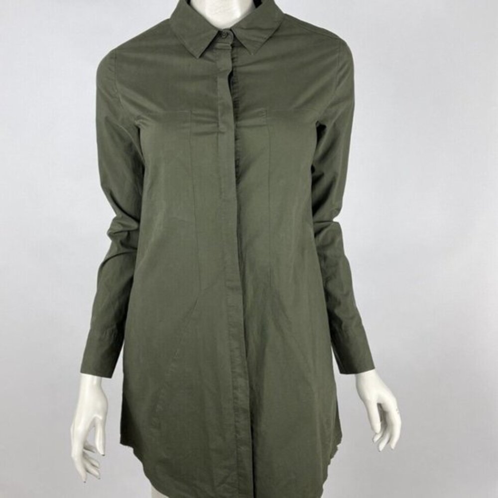 RtA Shirt Dress Women XS flaws* Button-Up Long Sleeve Collared Pockets Cotton